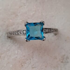 925 silver blue gem ring