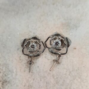 925 silver stud back rose  earrings