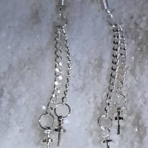 925 silver double drop hook back earrings