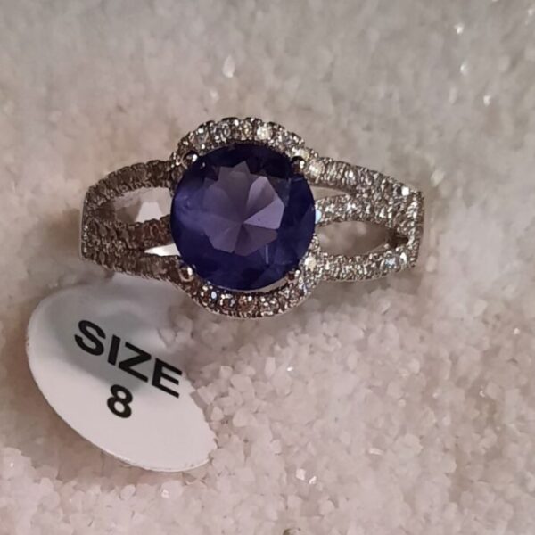 925 silver purple crystal ring