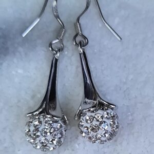 Ready made 925 silver hook back crystal ball earrings