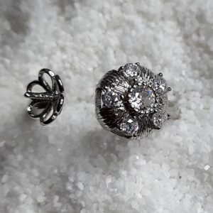 925 silver flower crystal ring