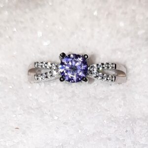925 silver crystal purple solitaire ring