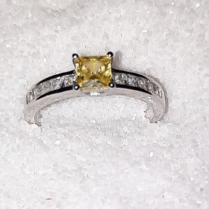 925 silver crystal yellow ring