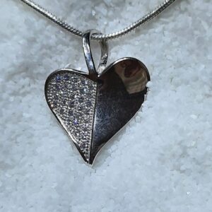 925 silver half crystal heart pendant