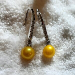 925 silver hook back yellow crystal earrings