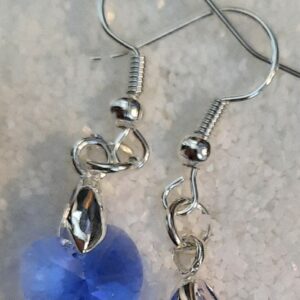 925 silver hook back Swarovski sapphire heart  earrings