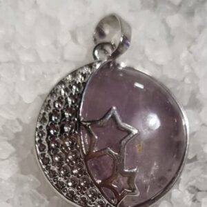 Amethyst moon and star pendant