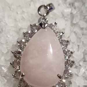 Rose quartz stone crystal pendant
