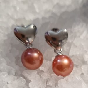 Heart earings with autum pearls
