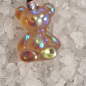 Golden resin teddy bear pendant
