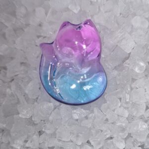 resin blue and pink fox pendant