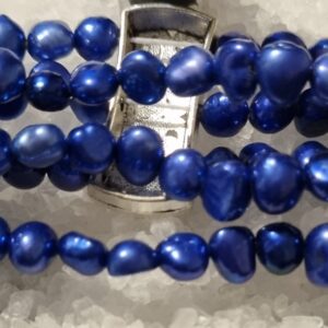 Blue purple pearl triple bracelet