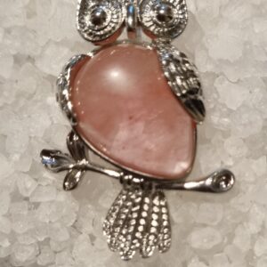 Watermelon stone owl pendant