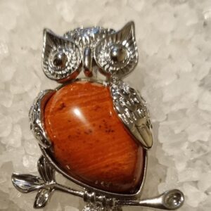 Red jasper Stone owl pendant