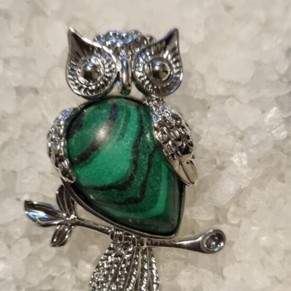 Malachite Stone owl pendant