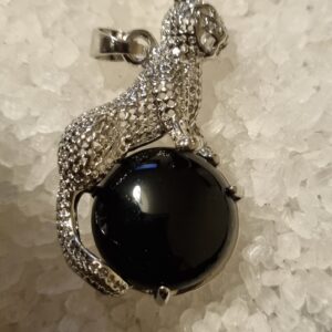 Black obsidian cheetah pendant