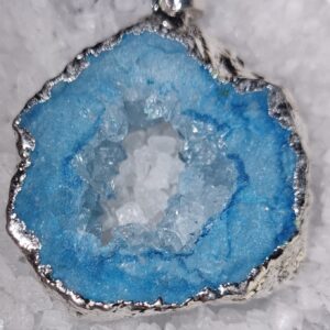geo druzy pendant in aqua blue